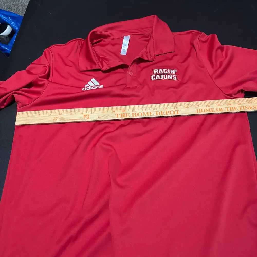 Adidas Ragin Cajuns Polo Shirt Mens Large L Red UL Lafayette AEROREADY Golf Top